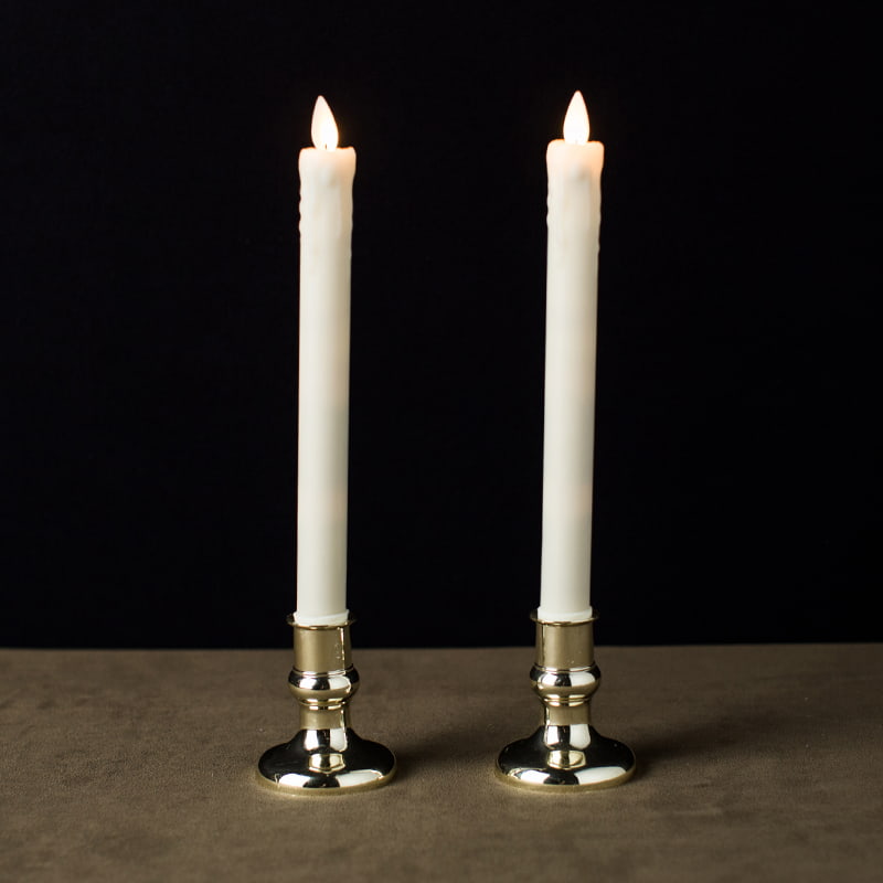 2 Pack na Tumutulo na Wax na Walang Flame na Taper Candle