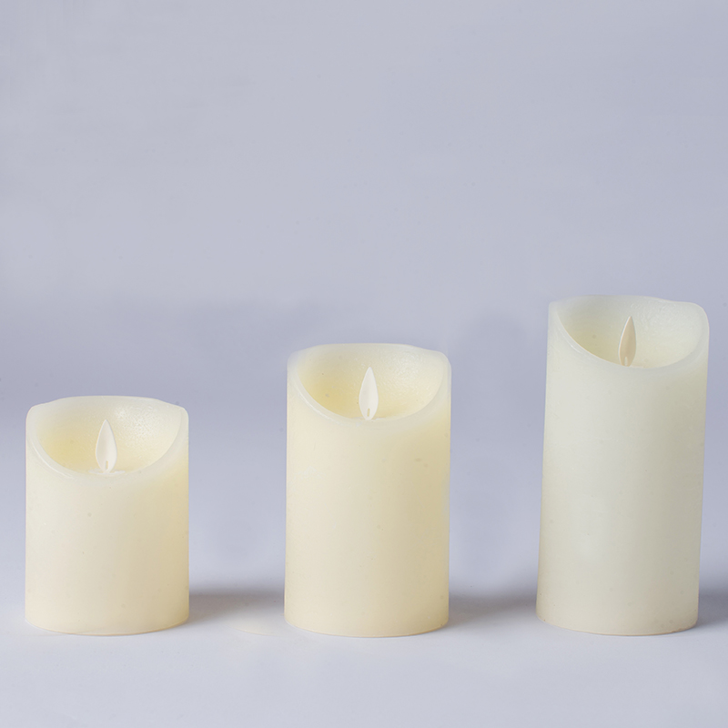 Set ng 3 Ivory Real Wax Flameless Candles