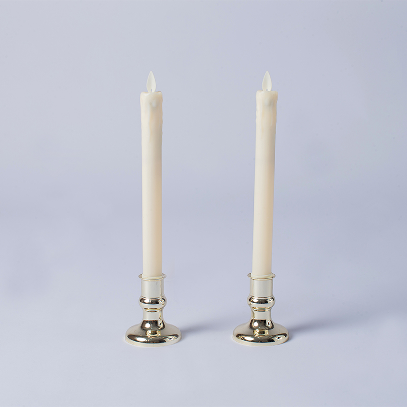 2 Pack na Tumutulo na Wax na Walang Flame na Taper Candle
