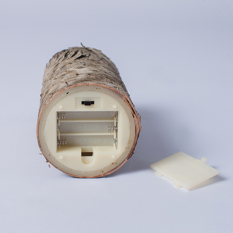 Set ng 3 Birch Bark Battery Operated Pillar Candles