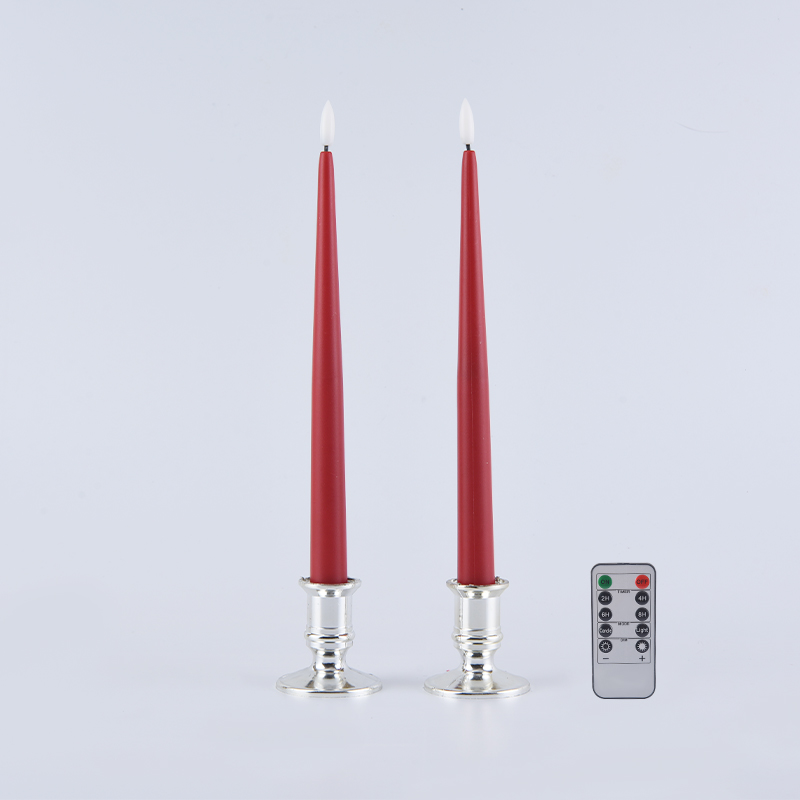 Set ng 2 Flameless Taper Candle na may Remote