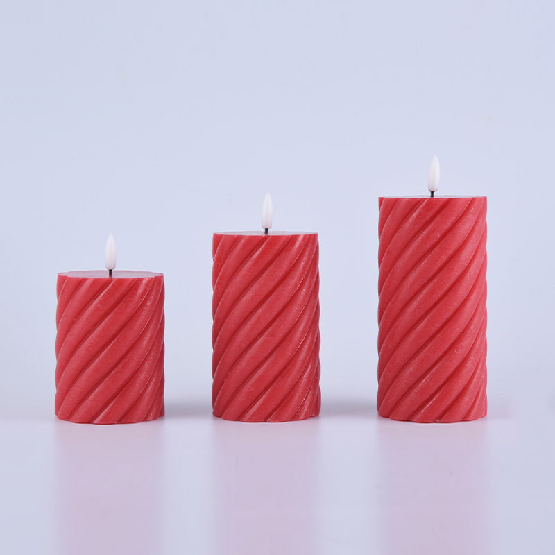 3 Pack Red Spiral Flameless Pillar Candles 3 Pack Red Spiral Flameless Pillar Candles