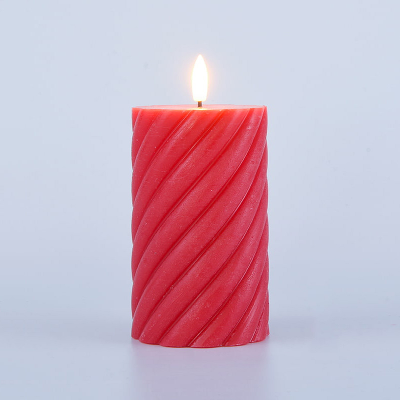 3 Pack Red Spiral Flameless Pillar Candles 3 Pack Red Spiral Flameless Pillar Candles